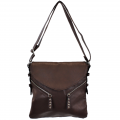 9034 - DARK BROWN PU LEATHER CROSS BODY/ SHOULDER BAG